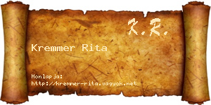 Kremmer Rita névjegykártya