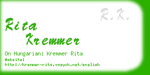 rita kremmer business card